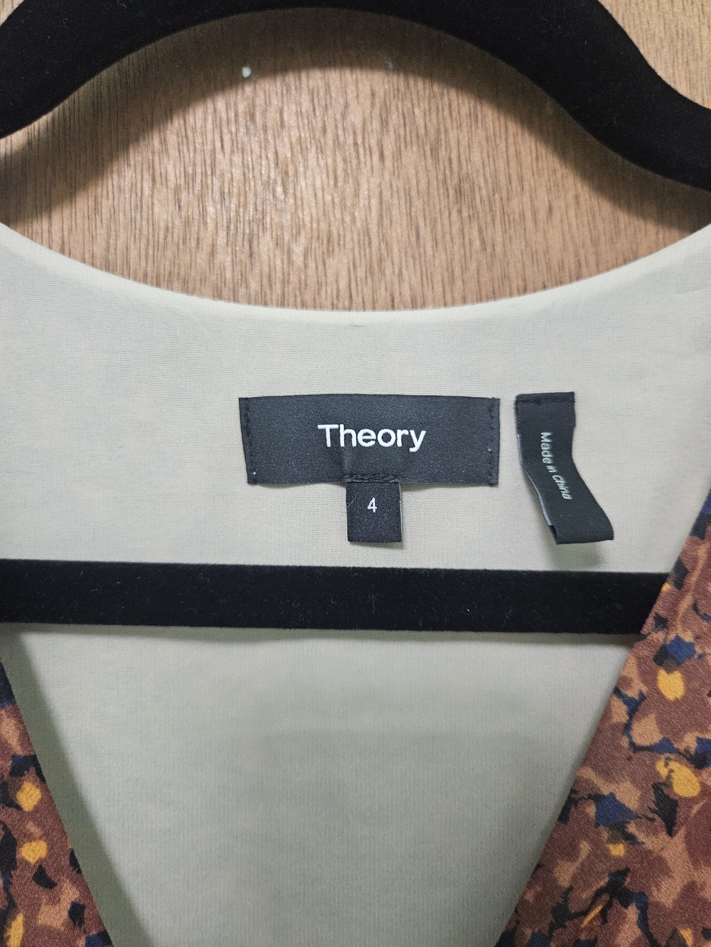 Theory Rust Floral V-Neck Midi Dress with Tie Waist - Picture 9 of 9